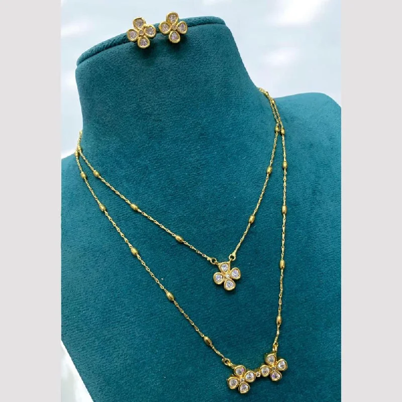 Layered Gold Necklace-Sona Creation Gold Plated Crystal Stone Necklace Set