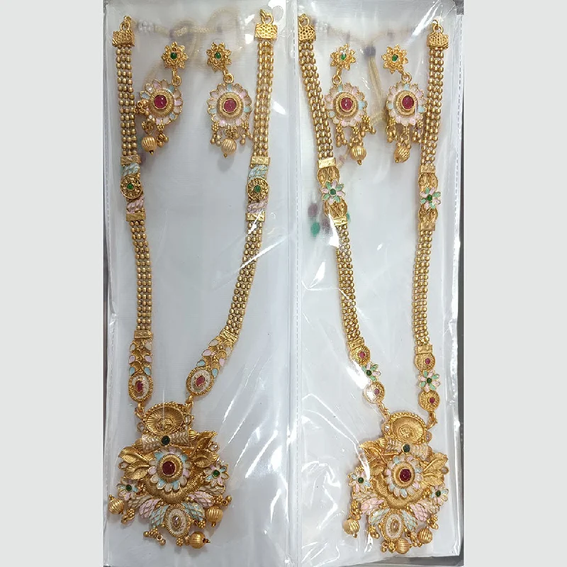 Gold Choker Necklace for Women-Manisha Jewellery Gold Plated Pota Stone And Pearls Choker Necklace Set   (1 Piece Only)