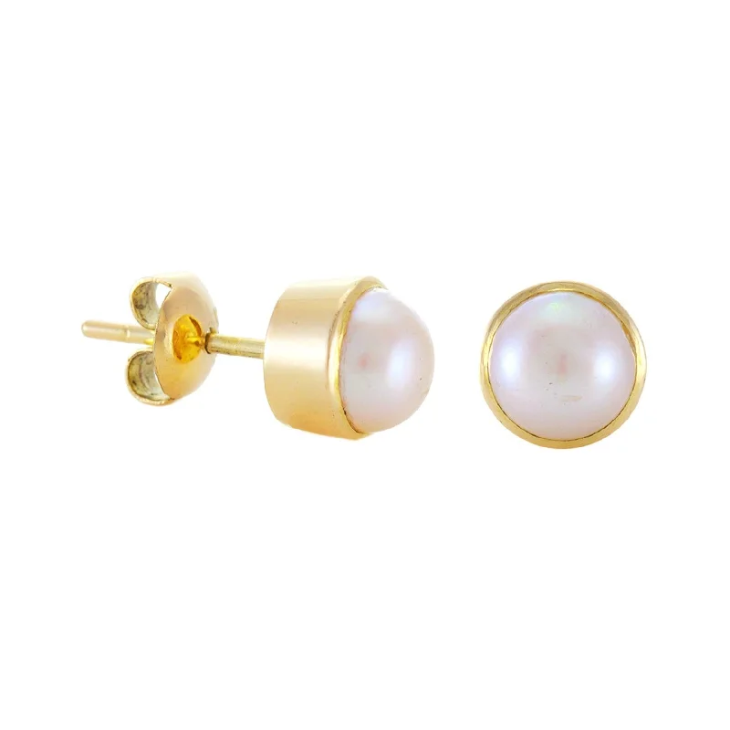 Large Gemstone Earrings-Simon Alexander 9ct Gold Freshwater Pearl Stud Earrings