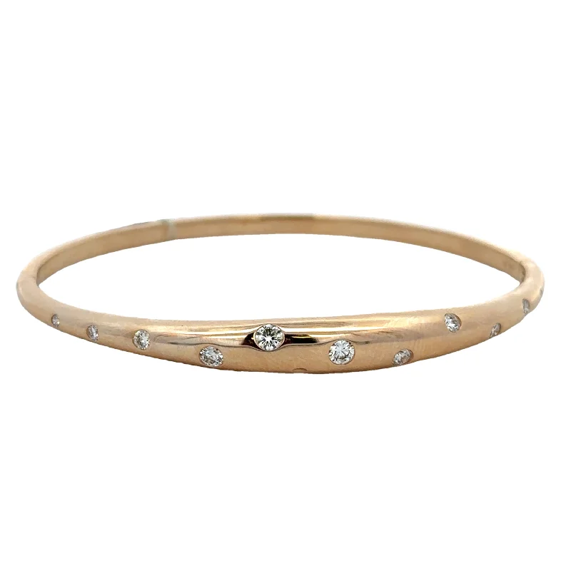 Colorful Resin Bangles-Flush Set Diamond Bangle Bracelet in Yellow Gold