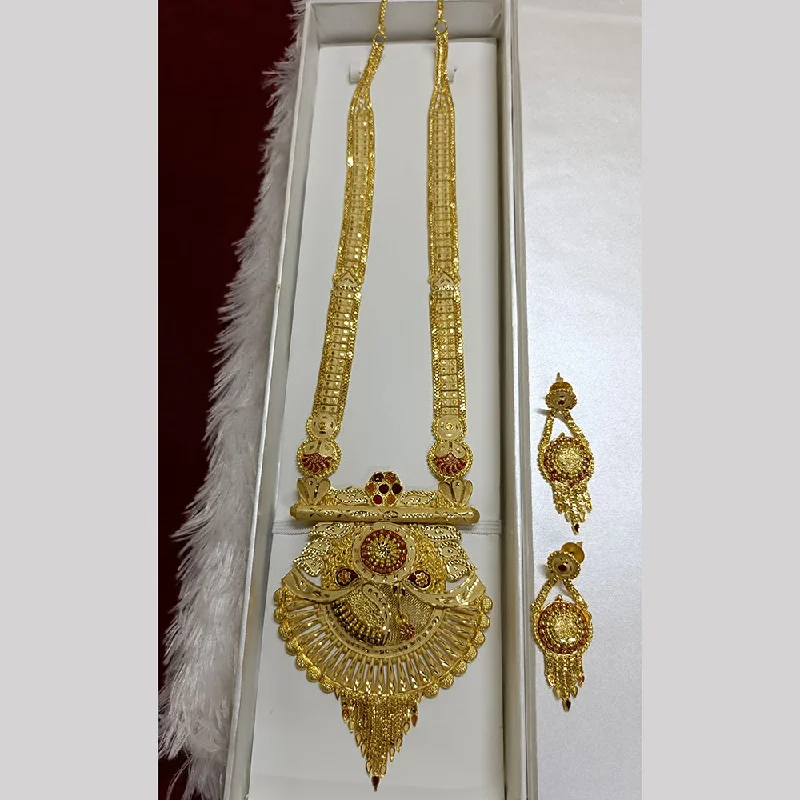 Gold Link Necklace-Pari Art Jewellery Forming Long Necklace Set