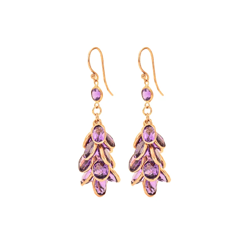 Bold Silver Earrings-Simon Alexander 9ct Gold Amethyst Grape Earrings