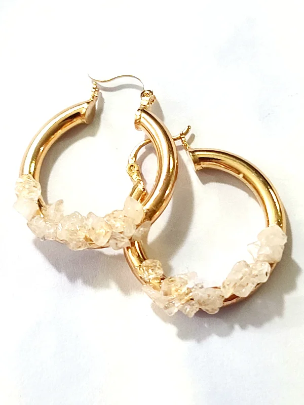 Custom Birthstone Earrings-Moonstone Huggie Hoop Earrings