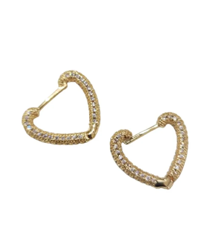 Luxury Diamond Earrings-Heart Cz Huggie Earrings