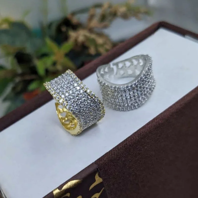 Unique Men's Ring-Aamrapali Gold And Silver Plated Austrian Stone Ring