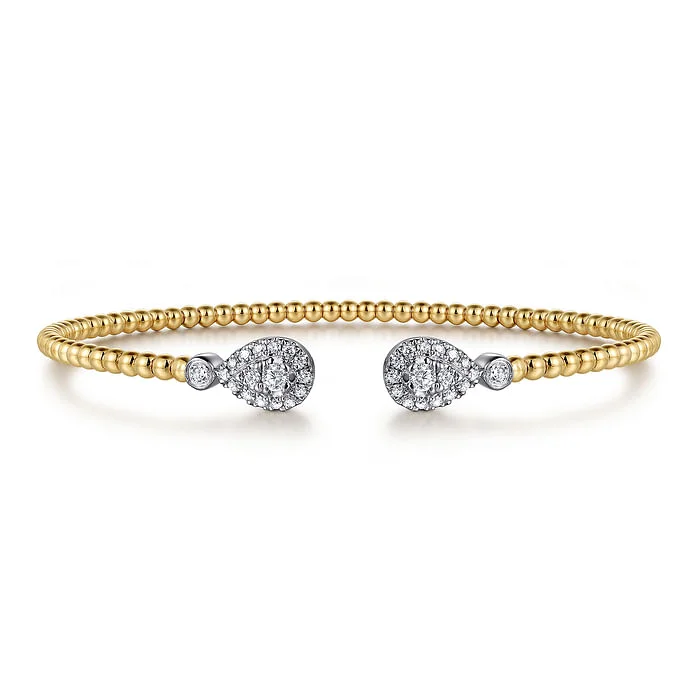 Crystal Bead Bangles-14K White and Yellow Gold Diamond Bujukan Bangle