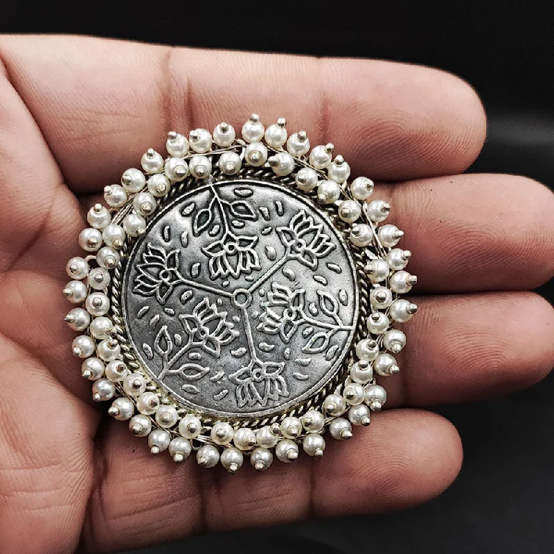 Fancy Diamond Ring-Maharani Jewels Oxidised Plated Pearls Ring