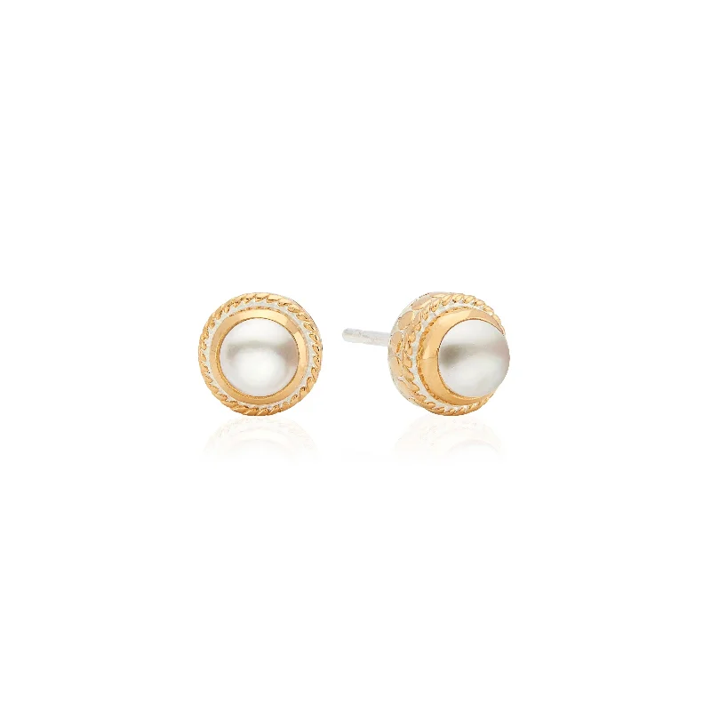 Beaded Drop Earrings-Anna Beck Gold Vermeil Pearl Charm Stud Earrings