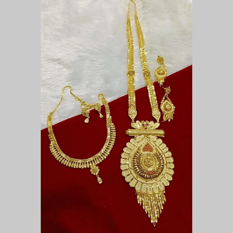 Layered Gold Necklace-Pari Art Jewellery Forming Double Necklace Set