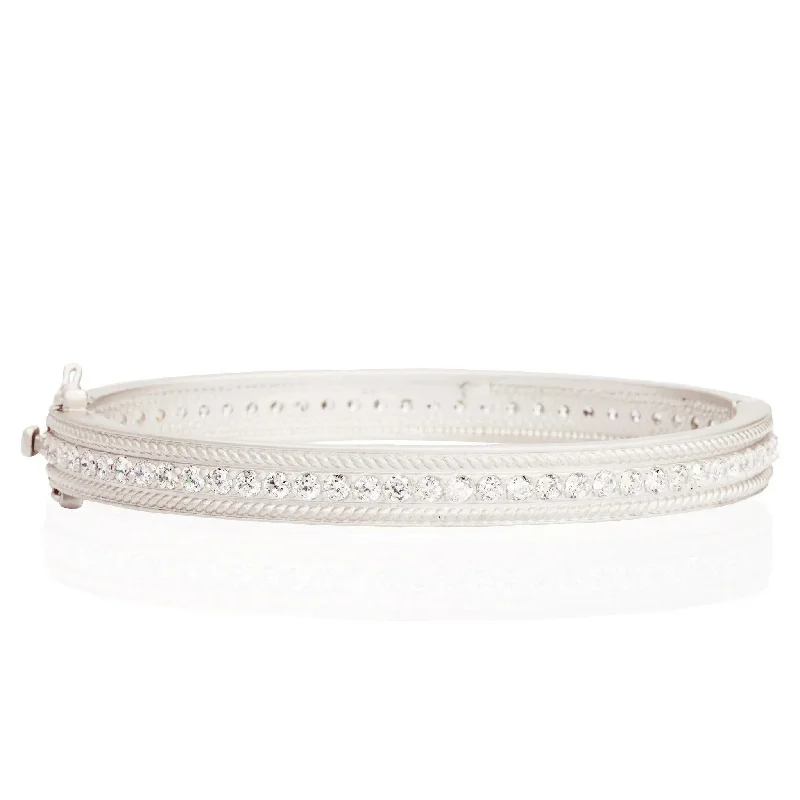 Wedding Bangles for Bridesmaids-Pavé Row Hinge Bangle