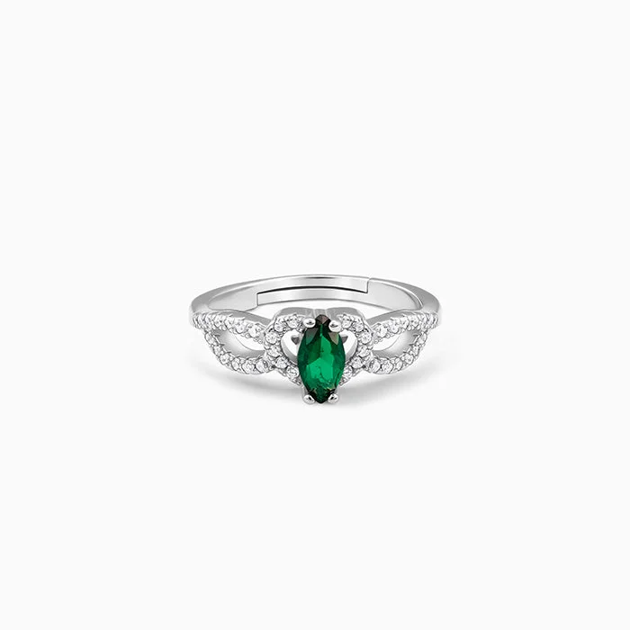 Handmade Promise Ring-Silver Green Spark Ring