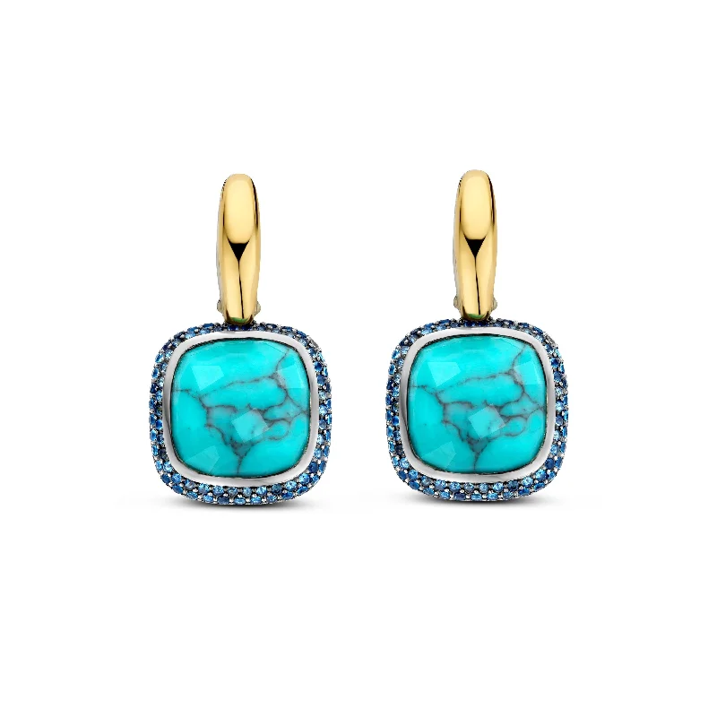 Opal Earrings-Ti Sento Gold Turquoise Earrings