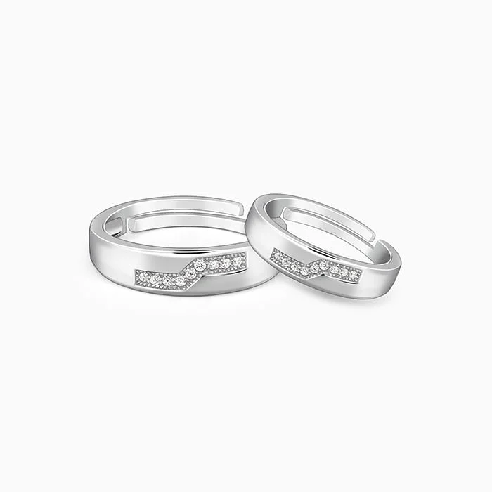 Modern Silver Ring-Silver Admiring Couple Bands