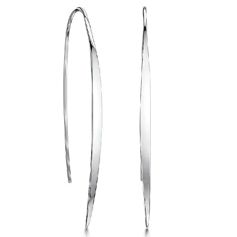 Custom Design Earrings-Elegant Curve Sterling Silver Drop Earrings