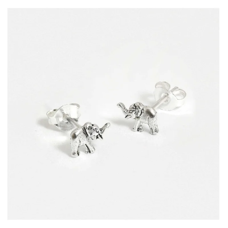 Chic Hoop Earrings-Kingsley Ryan Sterling Silver Elephant Stud Earrings