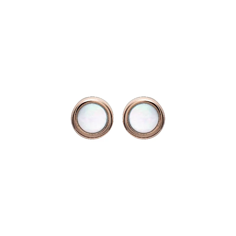 Bohemian Style Earrings-Unique & Co Mother of Pearl studs - 18ct Rose Gold Vermeil