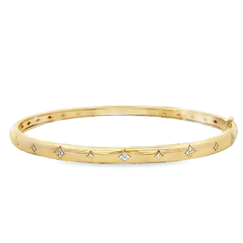 Sleek Silver Bangles-Diamond Bangle Bracelet in Yellow Gold