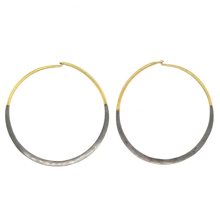 Gold and Diamond Earrings-Two Tone Hoop Earrings