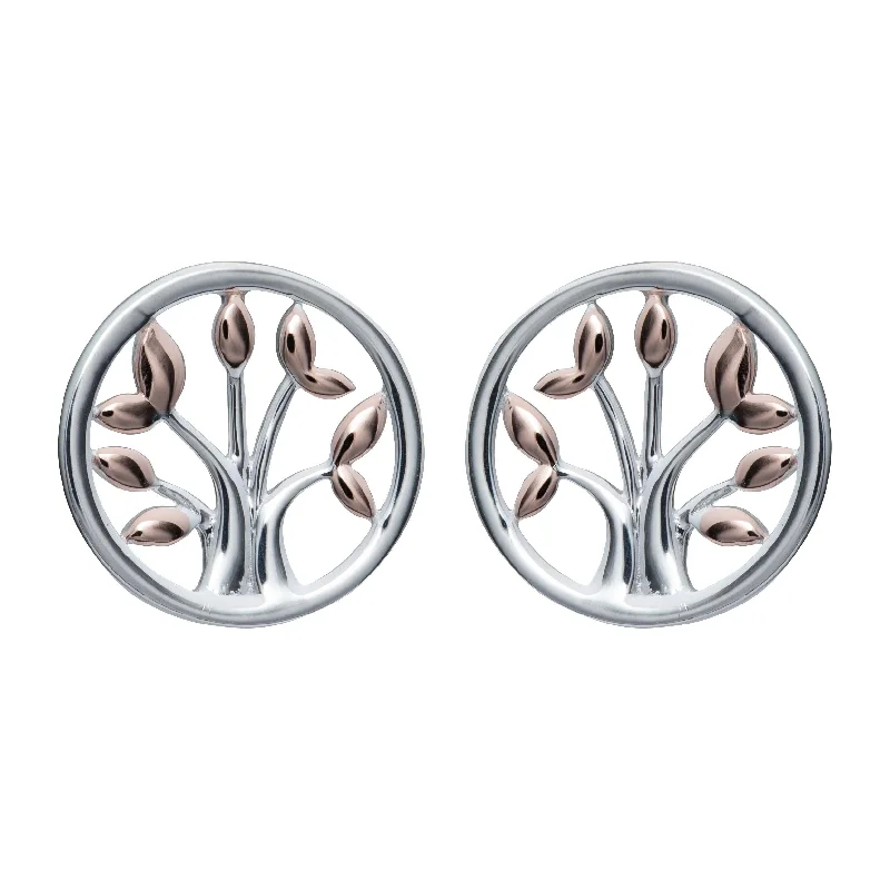 Luxury Gemstone Earrings-Unique & Co Tree of Life Stud Earrings - 18ct Rose Gold Vermeil