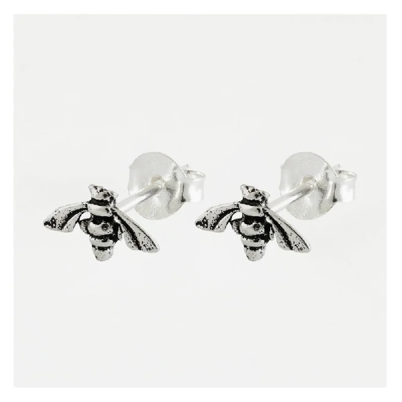 Silver and Gold Earrings-Kingsley Ryan Sterling Silver Bee Stud Earrings