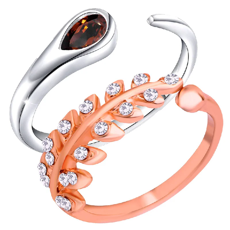 Fashionable Ruby Ring-Darshana Jewels Adjustable Combo Ring