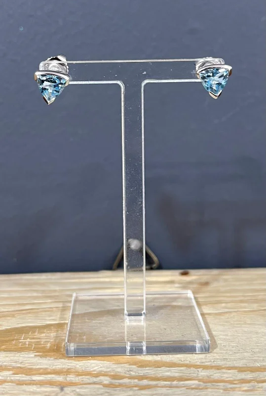 Cute Animal Earrings-Unique & Co Sterling Silver Blue Topaz Stud Earrings