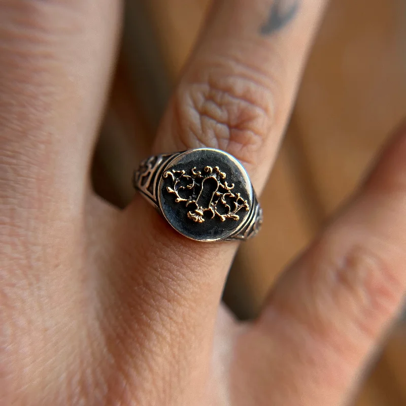 Gold Signet Ring-Secret Keyhole Signet