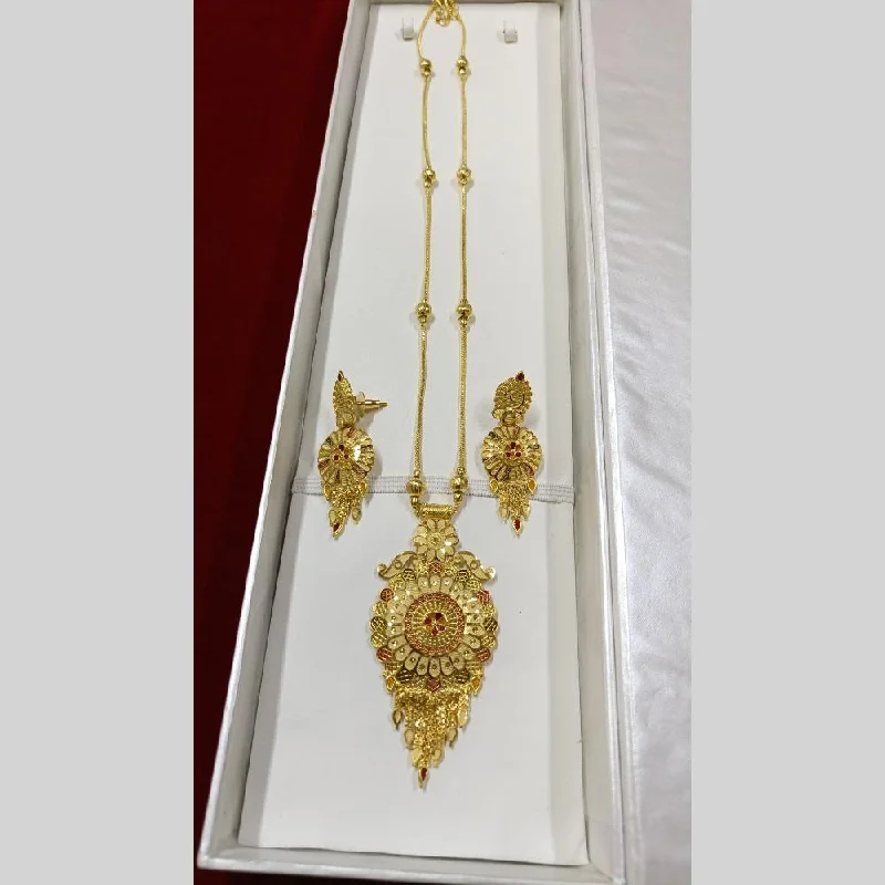 Gold Choker Necklace for Women-Pari Art Jewellery Forming Long Necklace Set