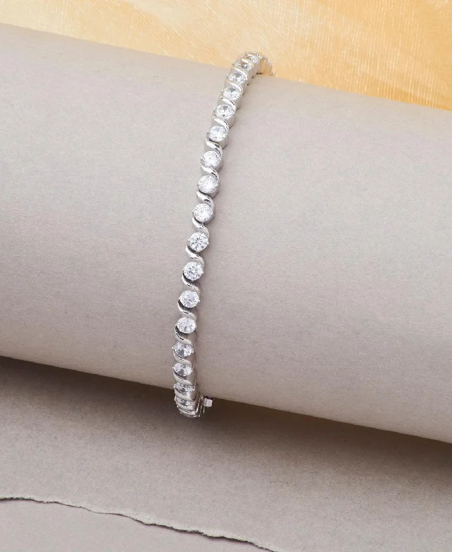 Friendship Bracelets Set-Fashionable Stone Studded Silver Bracelet