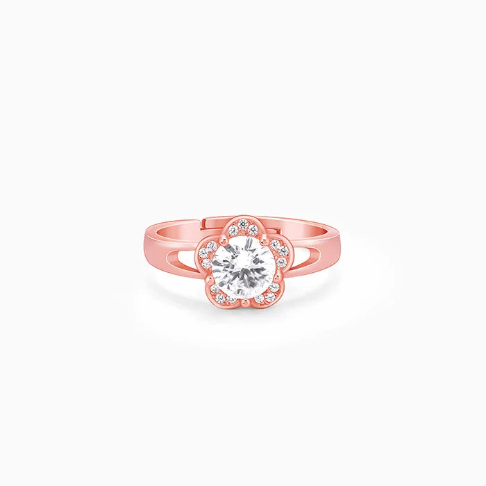 Custom Promise Ring for Him-Rose Gold Buttercups Floral Ring