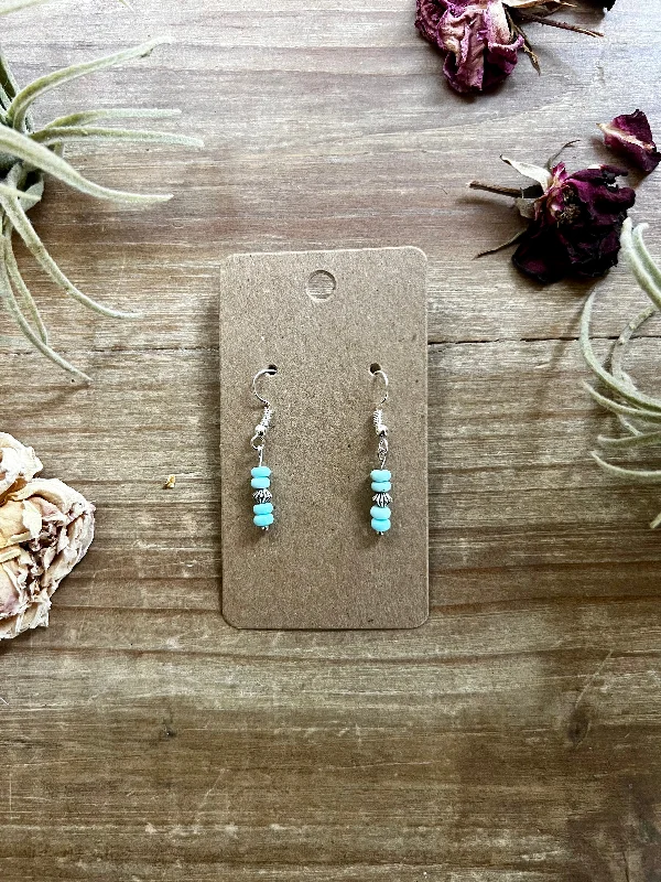 Diamond Cluster Earrings-Mini Turquoise magnesite dangle earrings