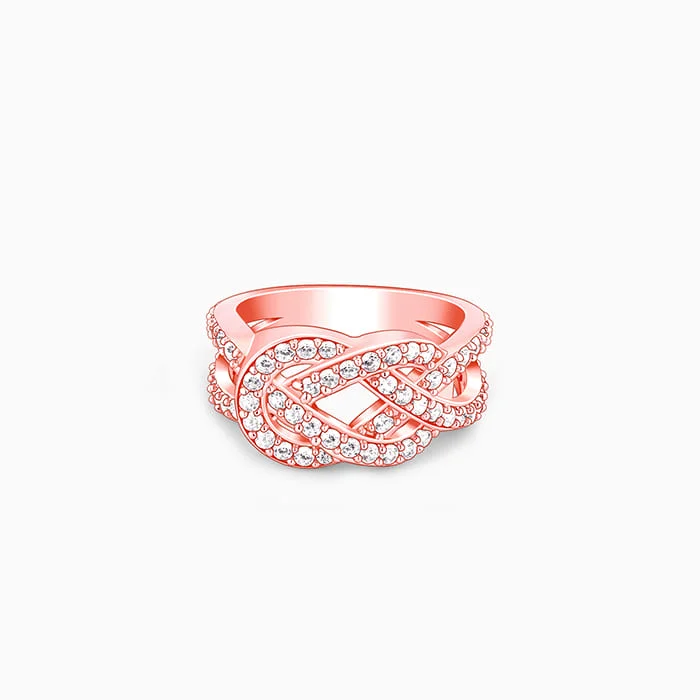 Custom Wedding Band-Rose Gold Zircon Studded Celtic Knot Ring