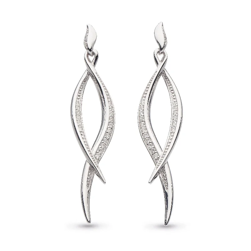 Moonstone Earrings-Kit Heath Entwine Twist CZ Drop Earrings