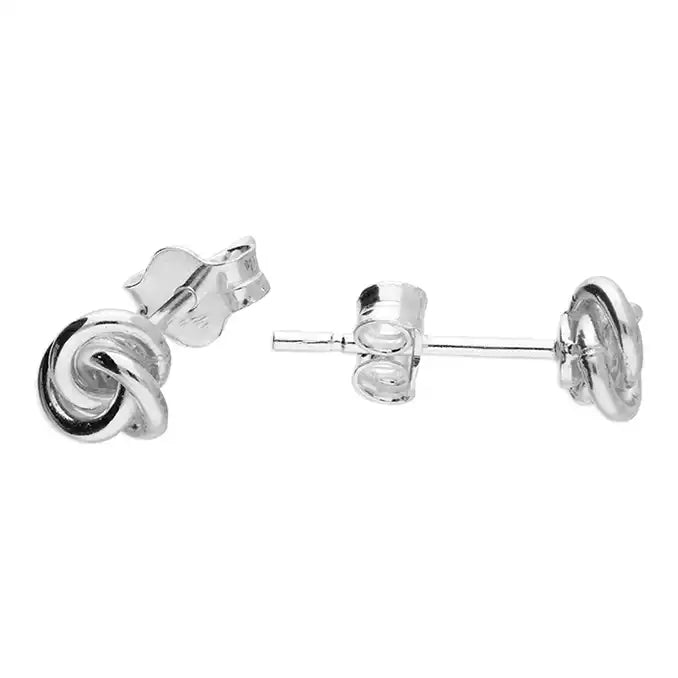 Fashionable Chain Earrings-Sterling Silver Small Knot Stud Earrings