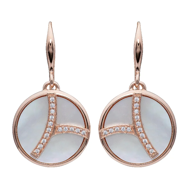 Unique Pearl Earrings-Unique & Co Mother of Pearl Drop Earrings - 18ct Rose Gold Vermeil