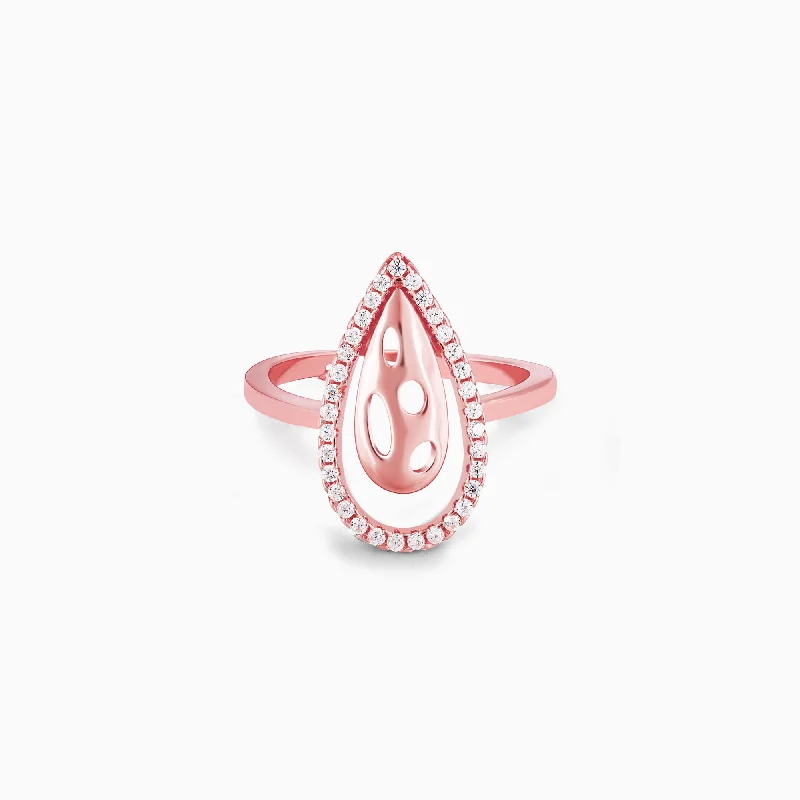 Fine Diamond Ring-Rose Gold Intricate Teardrop Ring