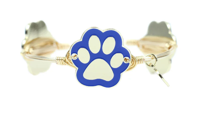 Simple Rose Gold Bangles-The Blue + Gold Paw Print Bangle Bracelet