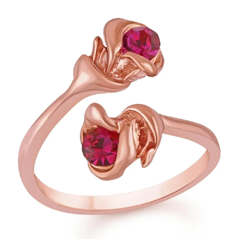 Gold Engagement Ring-Darshana Jewels Rose Gold Plated Austrian Stone Adjustable Ring