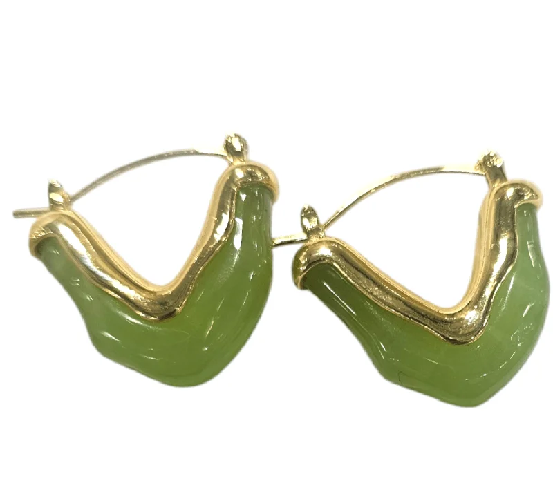 Bohemian Drop Earrings-Jade Hoop Earrings