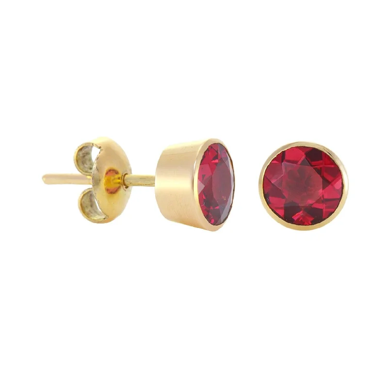 Statement Jewelry Earrings-Simon Alexander 9ct Yellow Gold and Garnet Round Stud Earrings