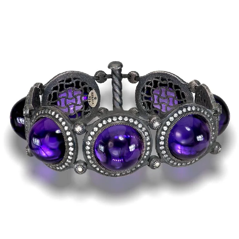 Personalized Couple Bracelets-Silver Symbolica Bracelet with Japanese Amethyst, Topaz