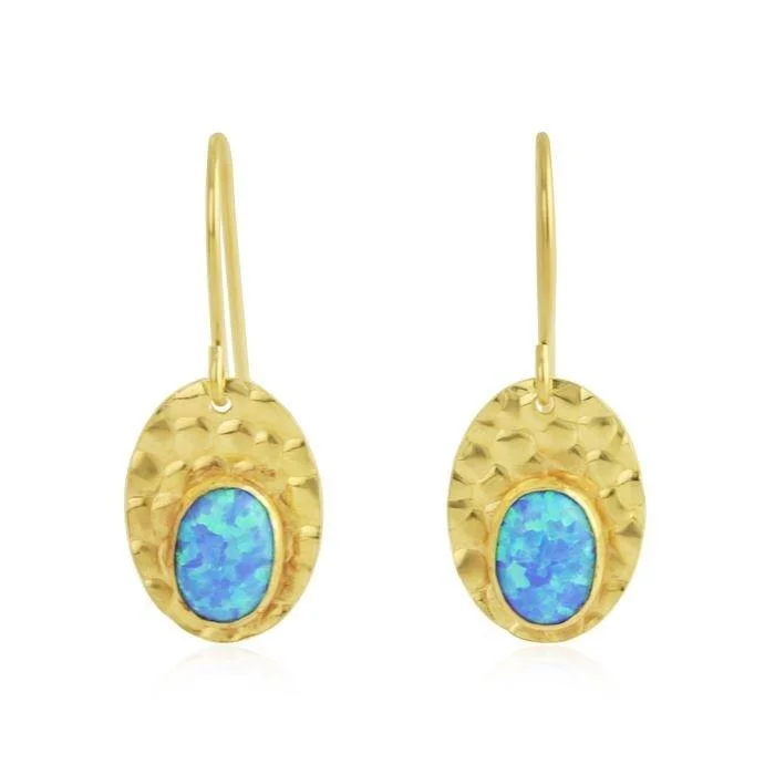 Diamond Drop Earrings-Lavan Opal and Gold Drop Earrings