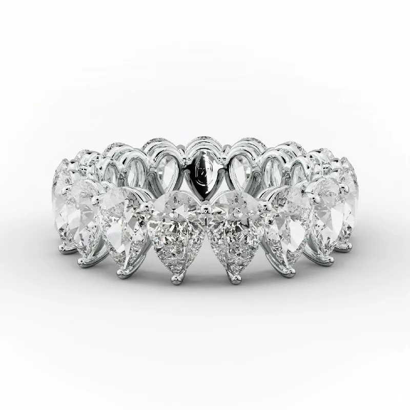 Dainty Gold Ring-6.0 Carat Pear Shape Diamond Eternity Band Shared Prong