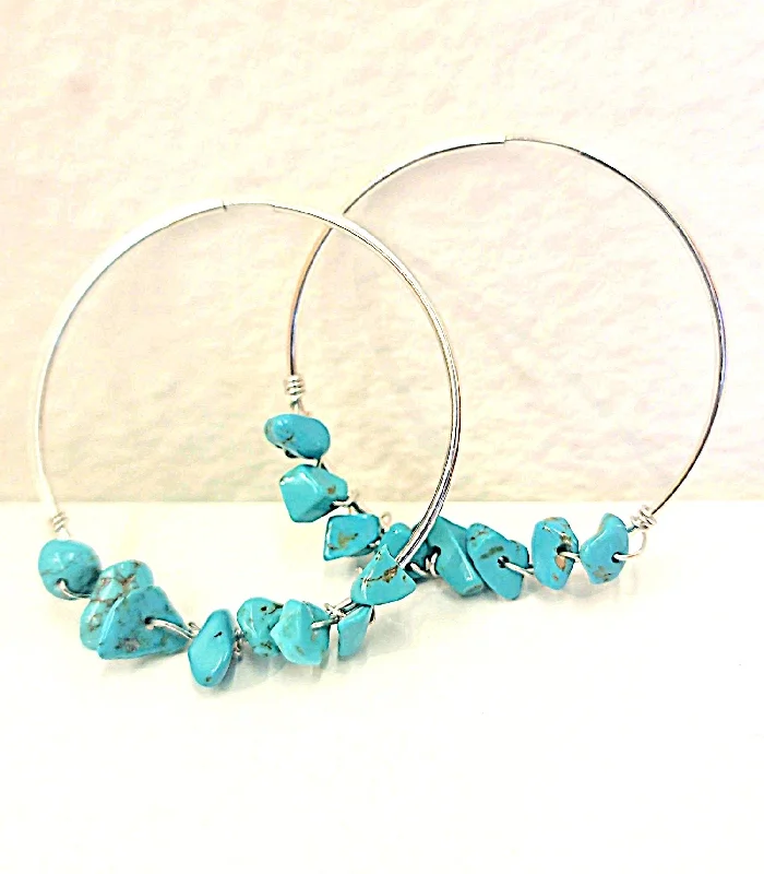 Fashionable Ear Cuffs-Nizhoni Turquoise Hoop Earrings