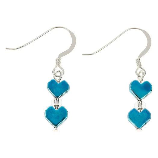 Simple Stud Earrings-Carrie Elspeth Blue Ombre Haematite Heart Earrings