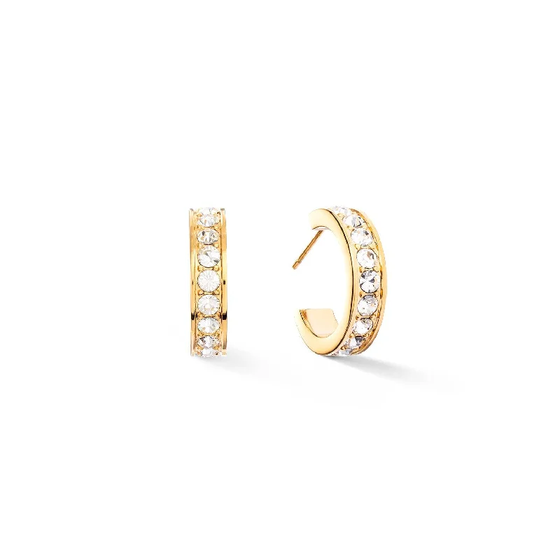 Fashionable Hoop Earrings-Coeur De Lion 20mm Crystals Hoop Earrings - Gold & White