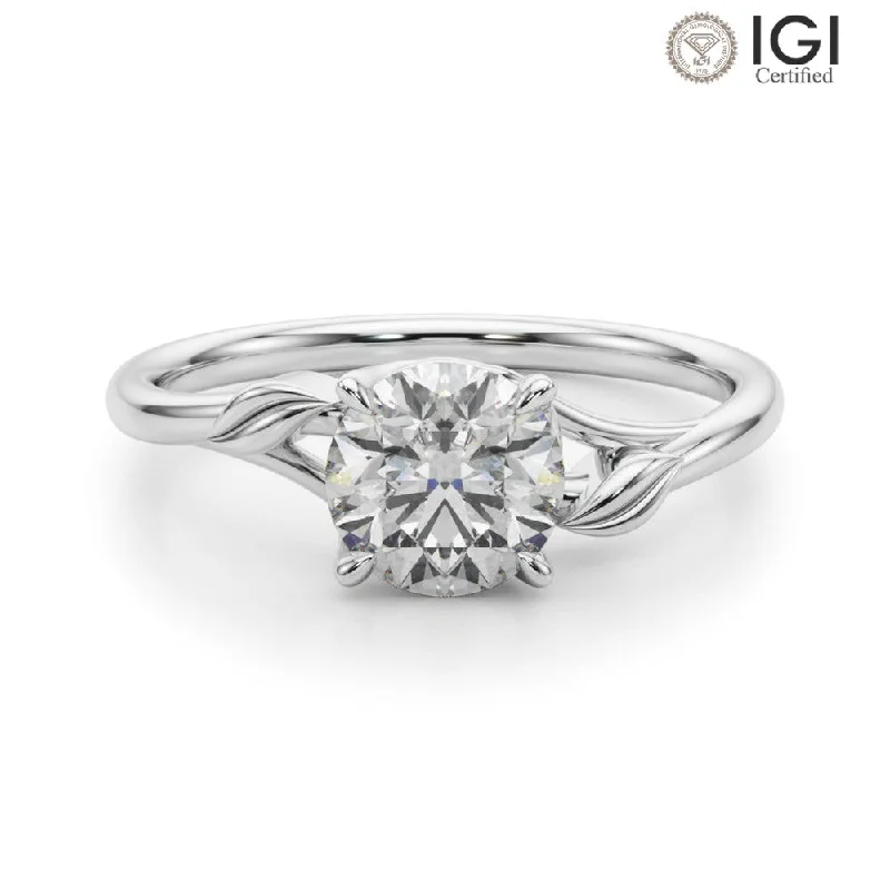 Unique Statement Ring-Eden Round  Lab Grown Diamond Solitaire Engagement Ring IGI Certified