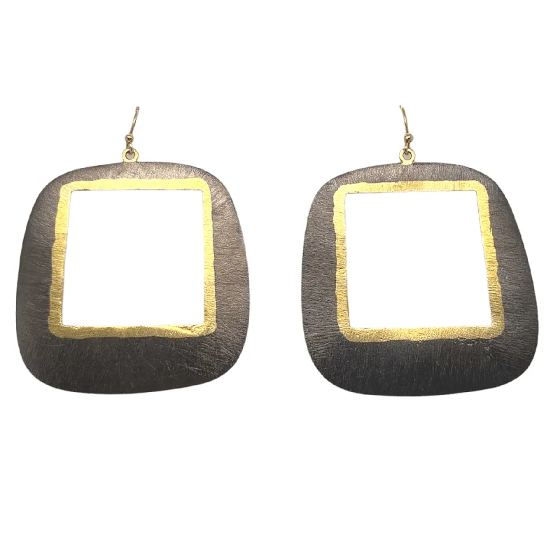 Geometric Drop Earrings-Cut Out Square Drop Earrings