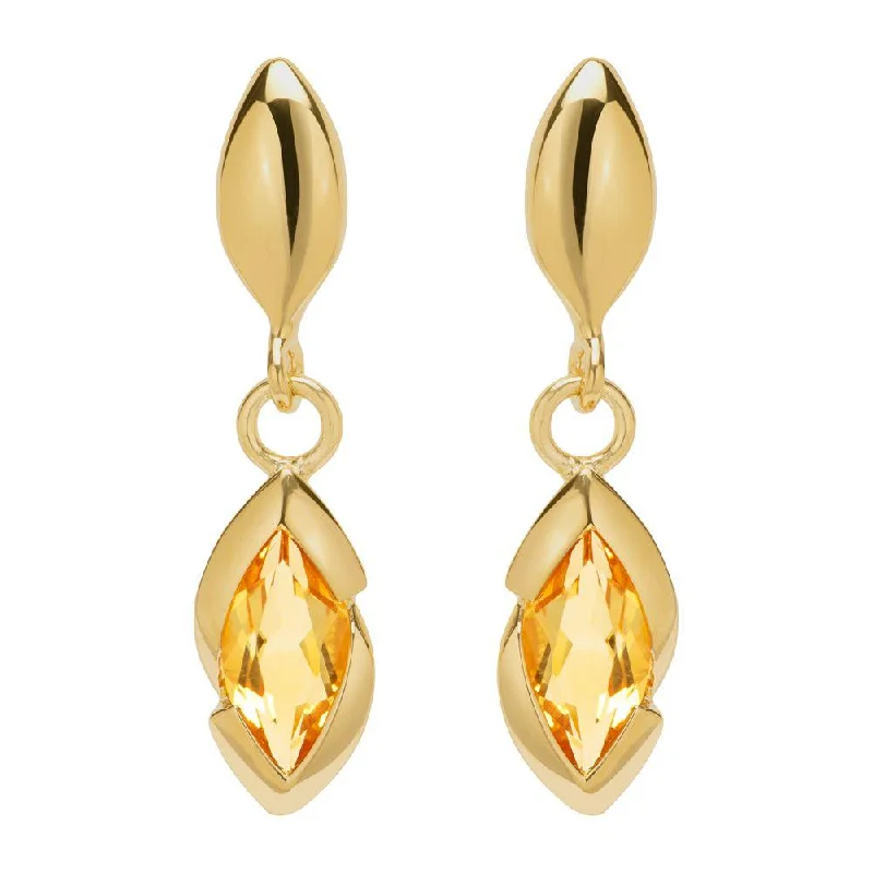 Drop Crystal Earrings-Unique & Co Marquis Citrine Drop Earrings