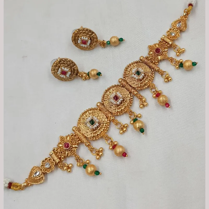 Custom Monogram Necklace-Padmawati Bangles Gold Plated Kundan Stone And Pearls Choker Necklace Set